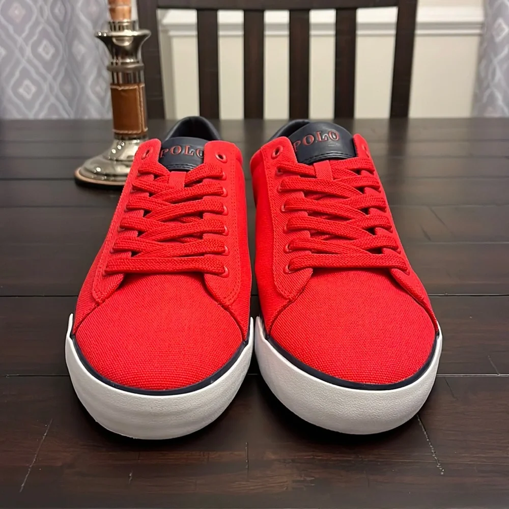 Polo Ralph Lauren Harvey SK VLC Shoes Sneakers Boat Deck Canvas red Mens Sizes